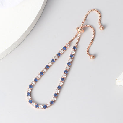 ZHOUYANG Tennis Bracelets For Women Simple Blue Round Zircon Rose Gold Color Girls Bracelet Jewerlly Fashion Korean Jewerly H055