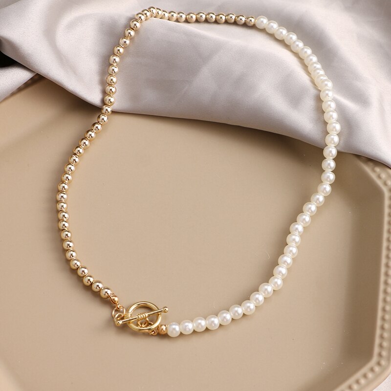 KISS WIFE Vintage Pearl Choker Necklace For Women Fashion Summer White Imitation Pearl Necklaces Trend Elegant Wedding Jewelry