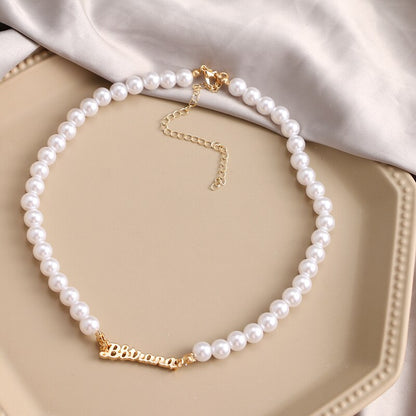 KISS WIFE Vintage Pearl Choker Necklace For Women Fashion Summer White Imitation Pearl Necklaces Trend Elegant Wedding Jewelry