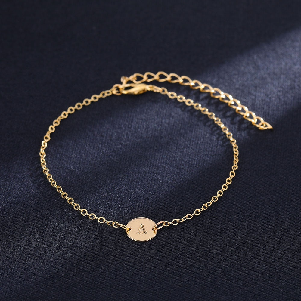 2019 Fashion Bracelets For Women Adjustable Gold Color Metal Letters Romantic Round Bracelet Lovers Gift Party Jewelry Wholesale