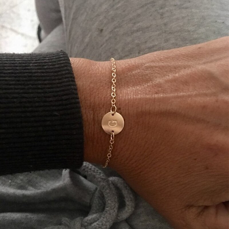 2019 Fashion Bracelets For Women Adjustable Gold Color Metal Letters Romantic Round Bracelet Lovers Gift Party Jewelry Wholesale