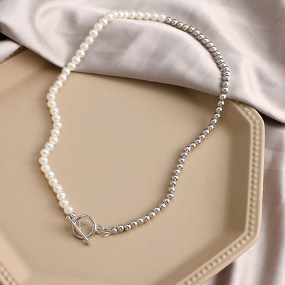 KISS WIFE Vintage Pearl Choker Necklace For Women Fashion Summer White Imitation Pearl Necklaces Trend Elegant Wedding Jewelry