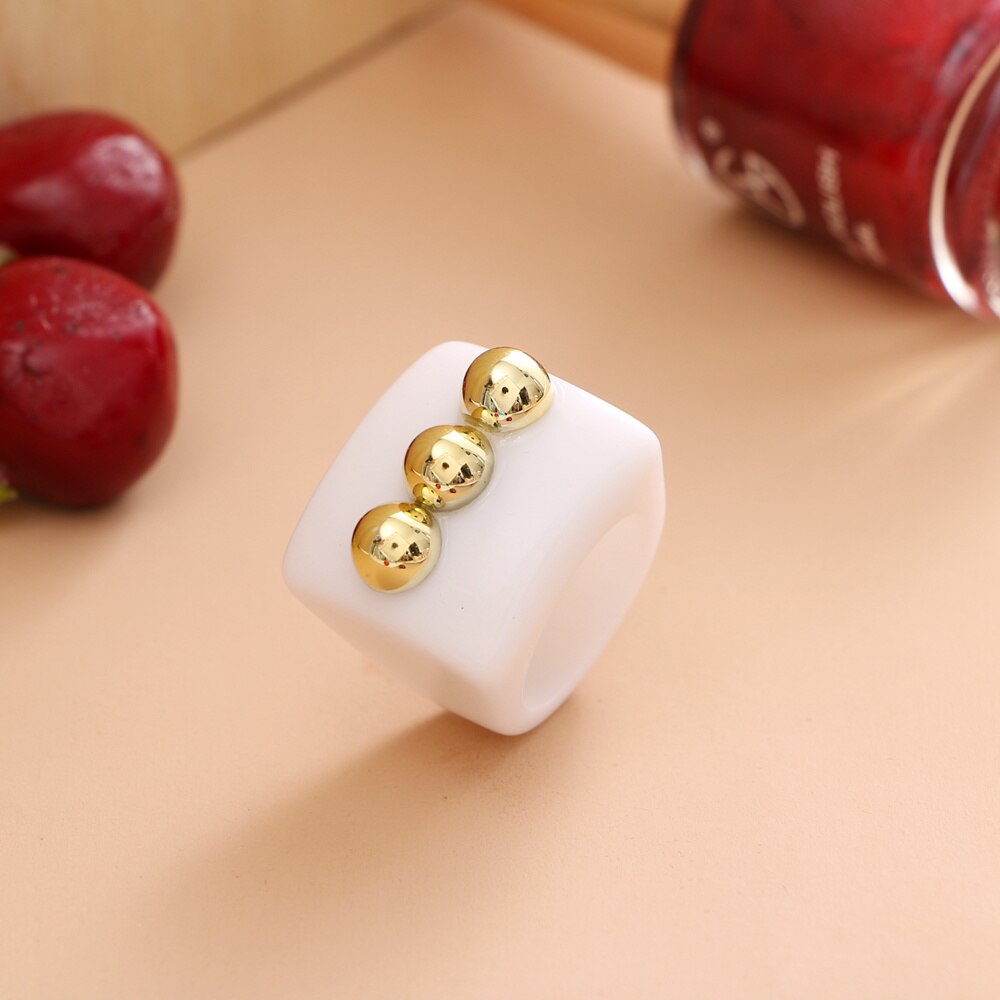 KISS WIFE Geometric White Large Size Finger Rings For Women Girls Heart Round Couple Ring Fashion Jewelry  Friends Gifts