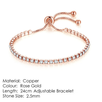 ZHOUYANG Tennis Bracelets For Women Simple Blue Round Zircon Rose Gold Color Girls Bracelet Jewerlly Fashion Korean Jewerly H055