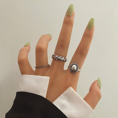 EN Fashion Heart Rings Set Love Chain Kpop Punk Rings for Couples Lovers Men Women Girls Party Gift for Girlfriend Wedding Rings